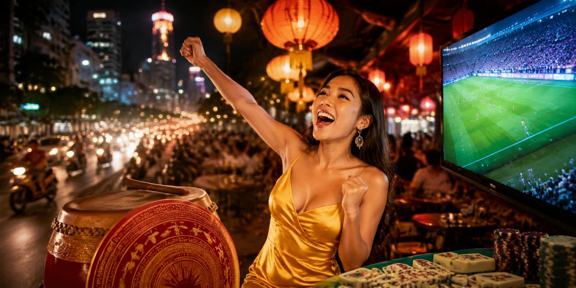 Không khí đêm chợ tại TP. Hồ Chí Minh với người dùng tra cứu kèo thể thao trên điện thoại